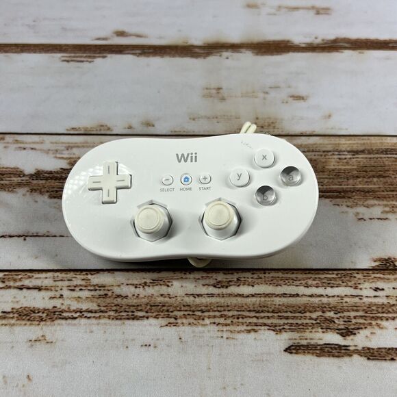 Nintendo Wii White Wired Classic Pro Controller Genuine OEM (RVL-005) - Picture 1 of 4